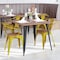 Flash Furniture Yellow Metal Stack Chair with Teak Poly Resin Seat CH-31270-YL-PL1T-GG - alternate 1